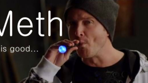 "You know it's good, because it's Blue — Bitch!" Jesse Pinkman [Aaron Paul] appearing in a vape version of a spoof commercial for emeth.